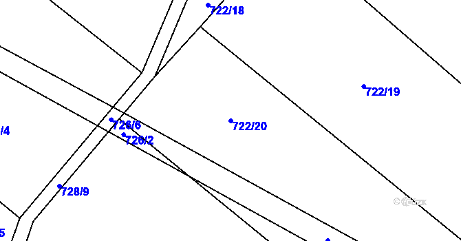 Parcela st. 722/20 v KÚ Šmolovy u Havlíčkova Brodu, Katastrální mapa