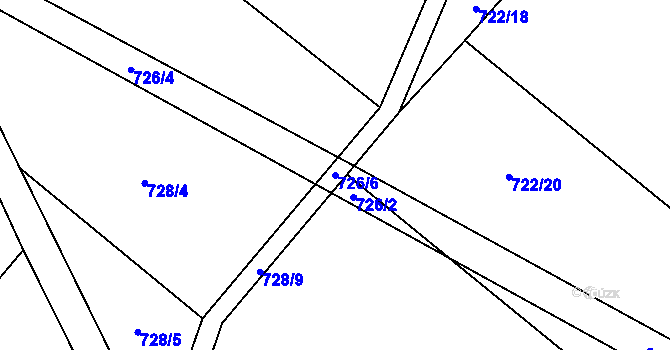 Parcela st. 726/6 v KÚ Šmolovy u Havlíčkova Brodu, Katastrální mapa