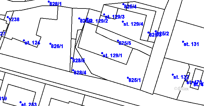 Parcela st. 129/1 v KÚ Šmolovy u Havlíčkova Brodu, Katastrální mapa
