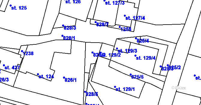 Parcela st. 129/2 v KÚ Šmolovy u Havlíčkova Brodu, Katastrální mapa