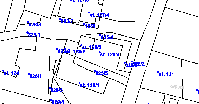 Parcela st. 129/4 v KÚ Šmolovy u Havlíčkova Brodu, Katastrální mapa