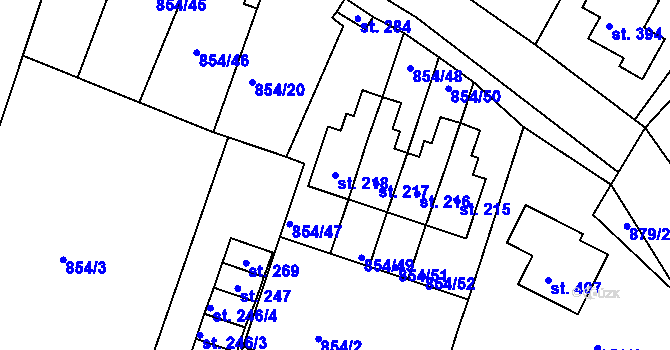 Parcela st. 218 v KÚ Šmolovy u Havlíčkova Brodu, Katastrální mapa