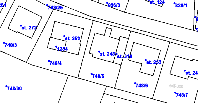 Parcela st. 248 v KÚ Šmolovy u Havlíčkova Brodu, Katastrální mapa