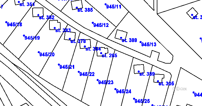 Parcela st. 285 v KÚ Šmolovy u Havlíčkova Brodu, Katastrální mapa