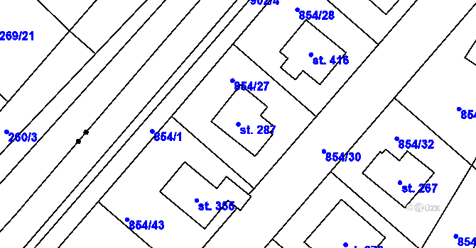 Parcela st. 287 v KÚ Šmolovy u Havlíčkova Brodu, Katastrální mapa