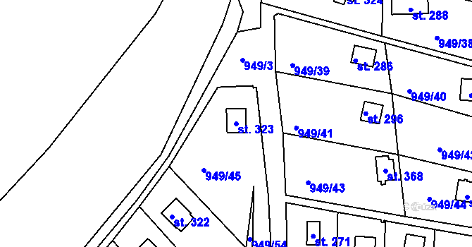 Parcela st. 323 v KÚ Šmolovy u Havlíčkova Brodu, Katastrální mapa