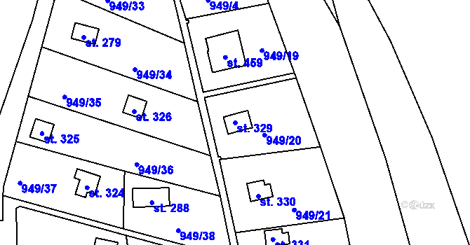Parcela st. 329 v KÚ Šmolovy u Havlíčkova Brodu, Katastrální mapa