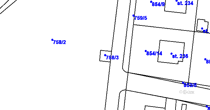 Parcela st. 758/3 v KÚ Šmolovy u Havlíčkova Brodu, Katastrální mapa
