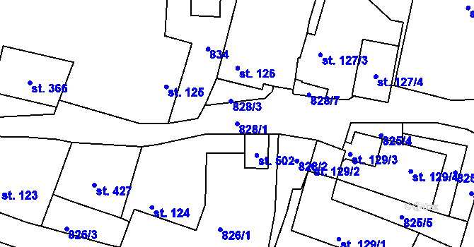 Parcela st. 828/1 v KÚ Šmolovy u Havlíčkova Brodu, Katastrální mapa