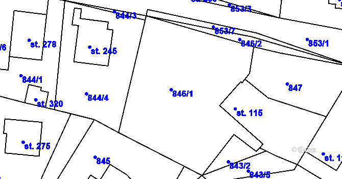 Parcela st. 846/1 v KÚ Šmolovy u Havlíčkova Brodu, Katastrální mapa