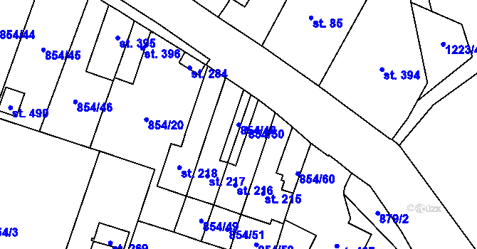 Parcela st. 854/48 v KÚ Šmolovy u Havlíčkova Brodu, Katastrální mapa