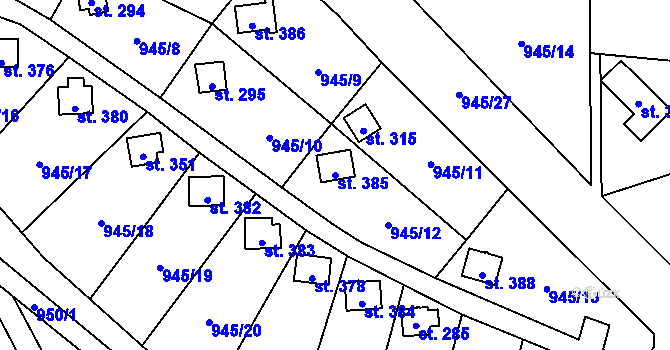 Parcela st. 385 v KÚ Šmolovy u Havlíčkova Brodu, Katastrální mapa