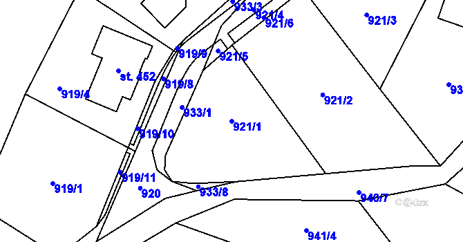Parcela st. 921/1 v KÚ Šmolovy u Havlíčkova Brodu, Katastrální mapa