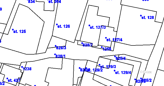 Parcela st. 828/7 v KÚ Šmolovy u Havlíčkova Brodu, Katastrální mapa