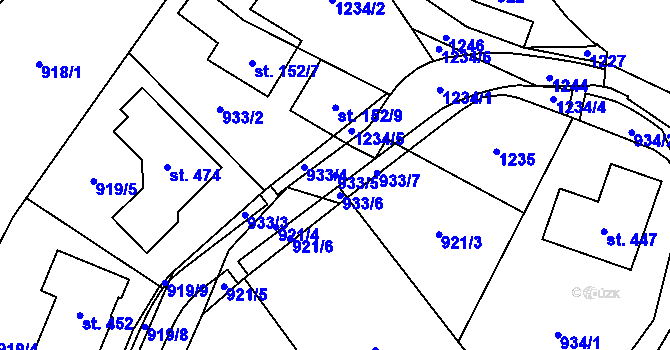 Parcela st. 933/5 v KÚ Šmolovy u Havlíčkova Brodu, Katastrální mapa