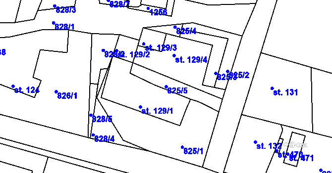 Parcela st. 825/5 v KÚ Šmolovy u Havlíčkova Brodu, Katastrální mapa