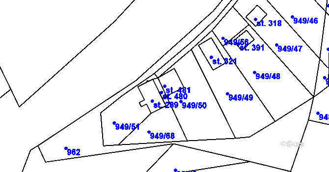 Parcela st. 481 v KÚ Šmolovy u Havlíčkova Brodu, Katastrální mapa