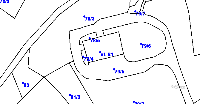 Parcela st. 81 v KÚ Boněnov, Katastrální mapa