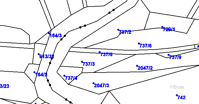 Parcela st. 737/5 v KÚ Boněnov, Katastrální mapa