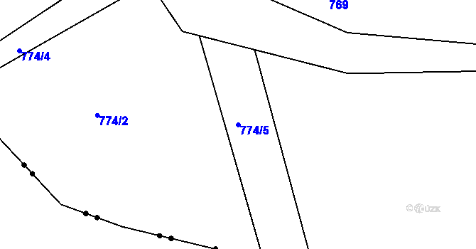 Parcela st. 774/5 v KÚ Boněnov, Katastrální mapa
