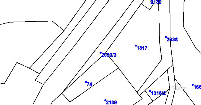 Parcela st. 2039/3 v KÚ Boněnov, Katastrální mapa