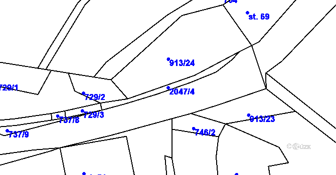 Parcela st. 2047/4 v KÚ Boněnov, Katastrální mapa