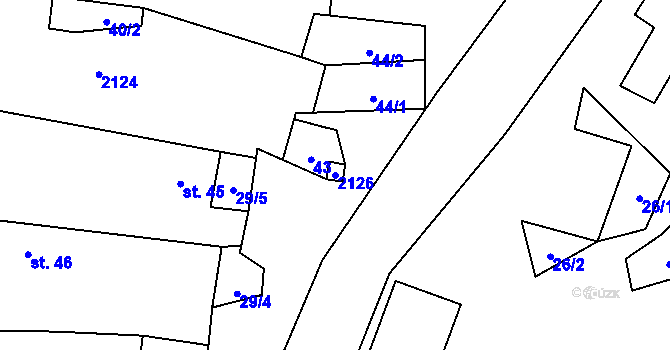 Parcela st. 2126 v KÚ Hostíčkov, Katastrální mapa
