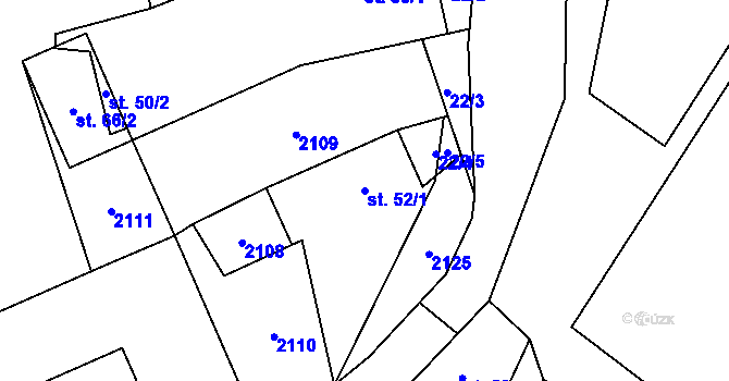 Parcela st. 52/1 v KÚ Hostíčkov, Katastrální mapa