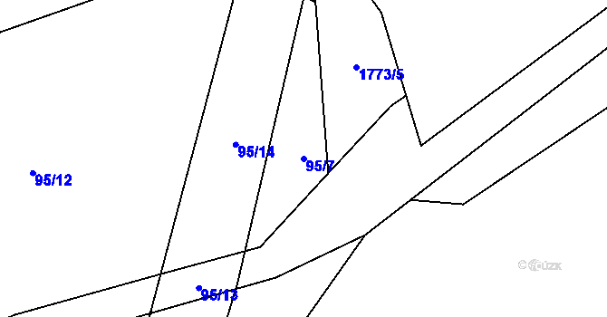Parcela st. 95/7 v KÚ Hostíčkov, Katastrální mapa