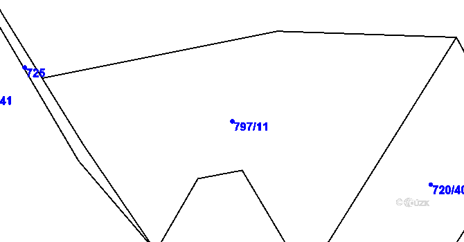 Parcela st. 797/11 v KÚ Hostíčkov, Katastrální mapa