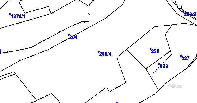 Parcela st. 208/4 v KÚ Hostíčkov, Katastrální mapa