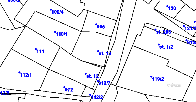 Parcela st. 13 v KÚ Michalovy Hory, Katastrální mapa