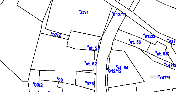 Parcela st. 53 v KÚ Michalovy Hory, Katastrální mapa