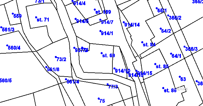 Parcela st. 69 v KÚ Michalovy Hory, Katastrální mapa