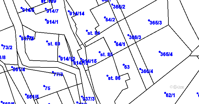 Parcela st. 85 v KÚ Michalovy Hory, Katastrální mapa