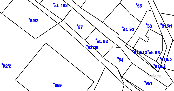 Parcela st. 937/6 v KÚ Michalovy Hory, Katastrální mapa