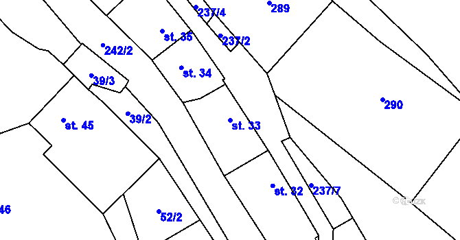 Parcela st. 33 v KÚ Míchov u Boskovic, Katastrální mapa