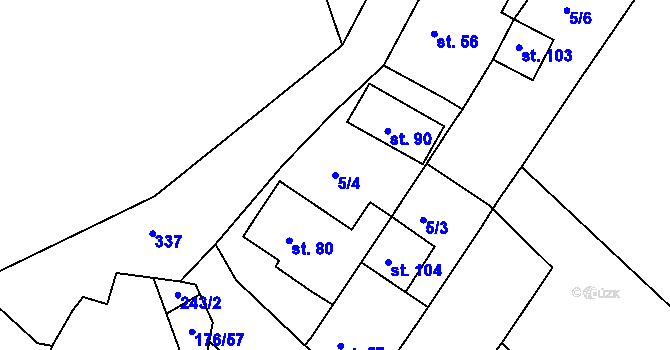 Parcela st. 5/4 v KÚ Míchov u Boskovic, Katastrální mapa