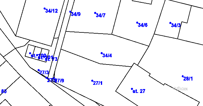 Parcela st. 34/4 v KÚ Míchov u Boskovic, Katastrální mapa