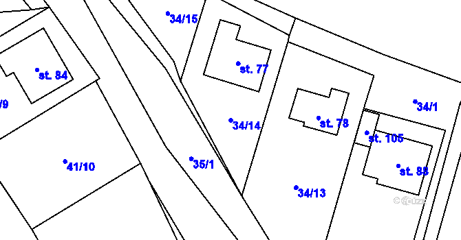 Parcela st. 34/14 v KÚ Míchov u Boskovic, Katastrální mapa