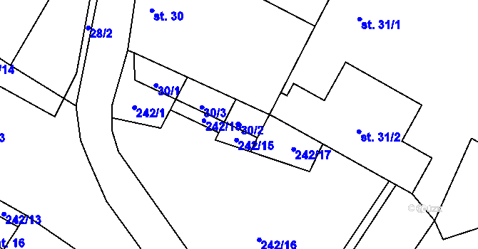 Parcela st. 30/2 v KÚ Míchov u Boskovic, Katastrální mapa