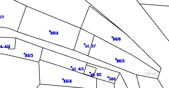 Parcela st. 37 v KÚ Podolí u Míchova, Katastrální mapa