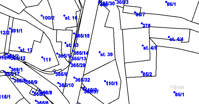 Parcela st. 39 v KÚ Podolí u Míchova, Katastrální mapa