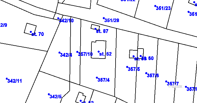 Parcela st. 52 v KÚ Podolí u Míchova, Katastrální mapa