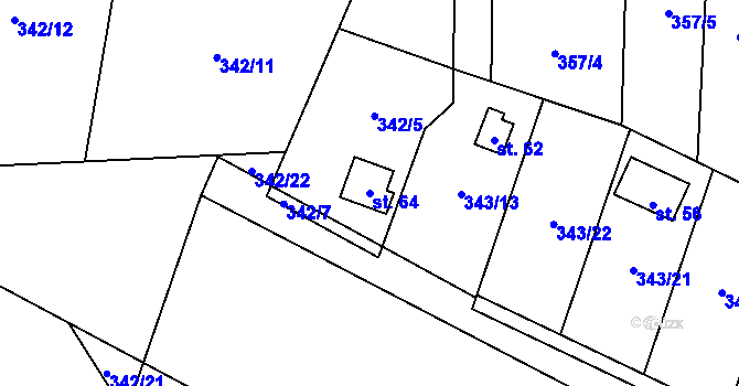 Parcela st. 64 v KÚ Podolí u Míchova, Katastrální mapa