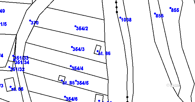 Parcela st. 86 v KÚ Podolí u Míchova, Katastrální mapa