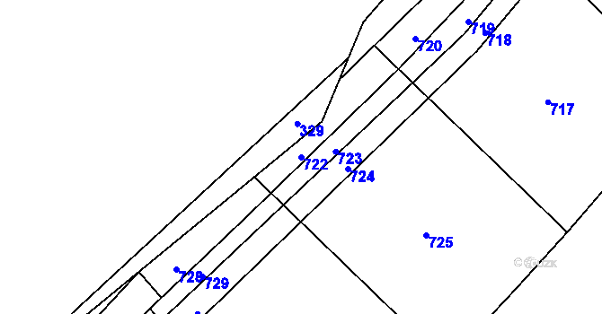 Parcela st. 722 v KÚ Podolí u Míchova, Katastrální mapa