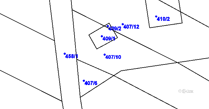 Parcela st. 407/10 v KÚ Mikolajice, Katastrální mapa
