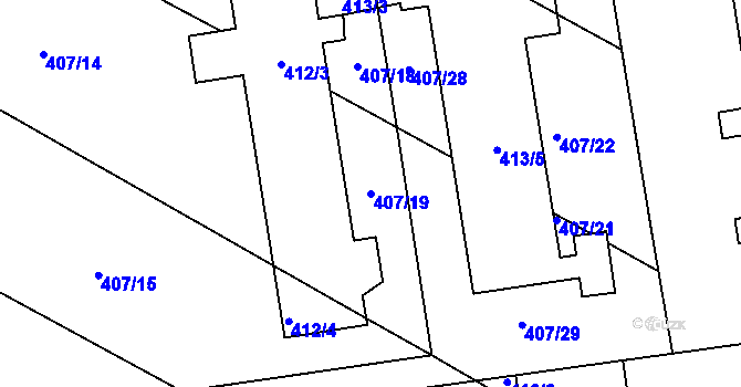 Parcela st. 407/19 v KÚ Mikolajice, Katastrální mapa
