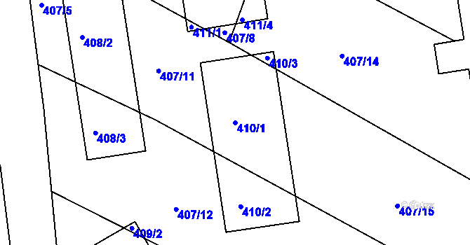 Parcela st. 410/1 v KÚ Mikolajice, Katastrální mapa